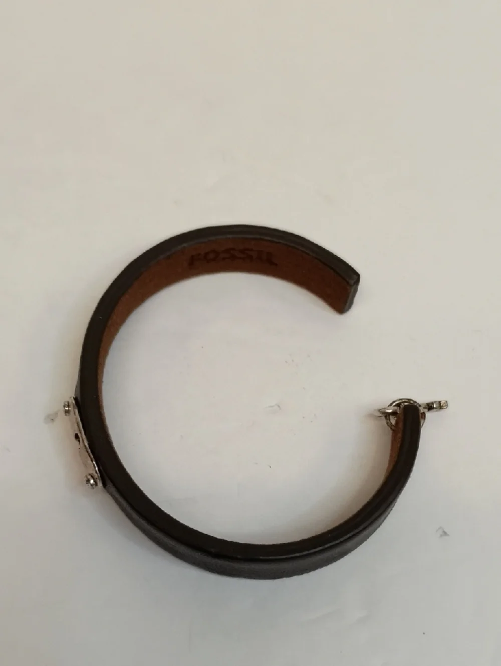 Fossil Black Leather Bracelet Keyhole Clasp